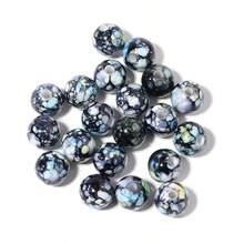 100 件/包亚克力裂纹印花圆珠，款式多样，8/10 毫米，复古彩色油画风格，DIY 珠宝制作配件，适用于手链、项链、吊坠制作