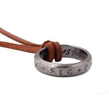Unisex Uncharted 4 Nathan Drake Ring Pendant Necklace With Adjustable Brown Leather Chain - 如圖 - 查看 5