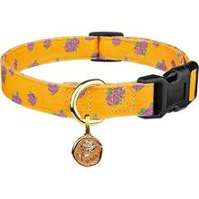 Collar de perro hecho a mano de algodón con patrones lindos y distintivos, rosa con colgante para perros niña y niño, talla - Rosa amarilla - Ver 12