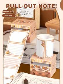1pc Capybara Sticky Notes, High Quality Full Adhesive, Suitable For Middle/Elementary School Students, College Exams, Office Use - Cute Material Paper, Removable Memo Sticker School Supplies, Back To School - Pull-out Sticky Note - View 1