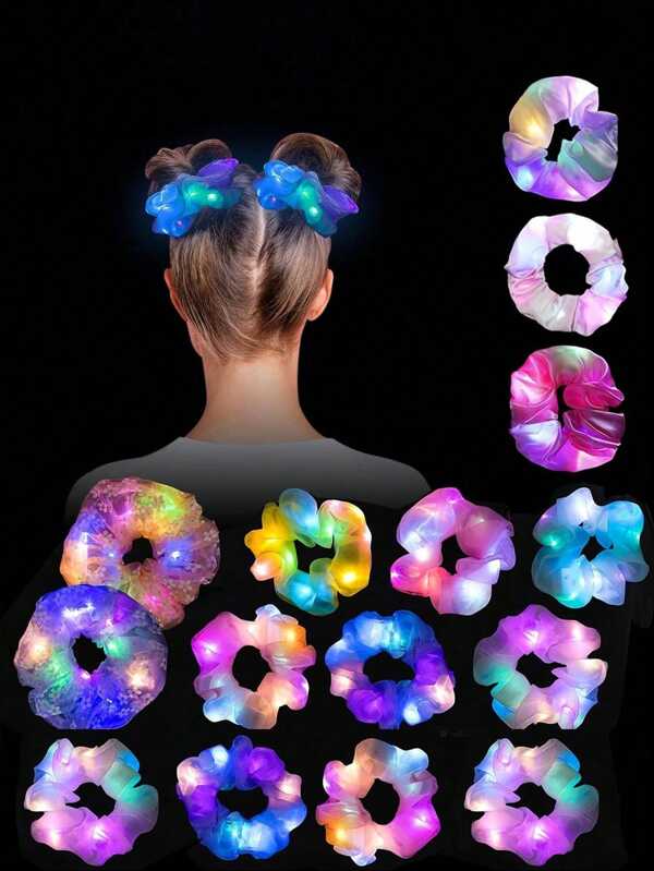 21 PCS Light Up Scrunchies For Music Festivals - LED Glow Hair Ties With 3 Lighting Modes, Colorful Rave Hair Accessories For Nightclubs, Neon Parties, Bar Concert, Masquerade, Role-Playing (Cyberpunk Style) - Fantasy Mesh Design Gift For Women, Party Supplies, 6.1 Party/Birthdays/Festivals (Prevent From Getting Lost)