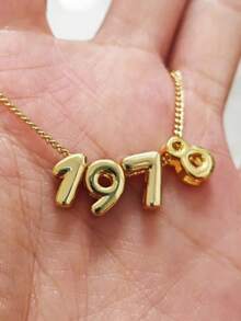 1pc 3D Bubble Name Necklace, Bubble Initial Charm Personalized Jewelry Gift Custom Nameplate Necklace, Initial Round Bubble Necklace - Personalized Gift For Friends, Couples And Family, Specially Designed Custom Name Necklace - Gold Numbers - View 7