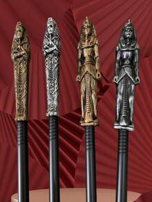 1 pieza Nuevo Cetro del Faraón de Halloween, Bastón de Sacerdote Egipcio Accesorio de Disfraz, Prop de Película y Tv para Actuación, Regalo para Amigos, Regalo de Fiesta y Cumpleaños - Multicolor - Ver 3