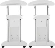 Techni Mobili Adjustable Height Rolling Laptop Cart With Storage, Sit To Stand Desk With Wheels, Podium Stand Or Medical Cart, White