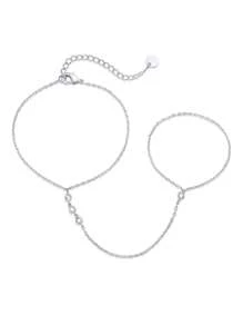 TUANZISP 1pc Adjustable Copper Plated Finger Chain Bracelet, Decorated With Faux Pearl And Cubic Zirconia, Elegant Style Suitable For Daily Wear, Fashionable And Luxury Women Jewelry Gift For Birthday, Valentine's Day