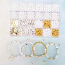 DIY Bracelet Jewelry Making Kits, White Polymer Clay Beads, Daisy Charms Beading Kit With Spacer Beads, White Glossy Plastic Pearls & Alphabet Beads For Making Bracelet Jewelry Accessories
