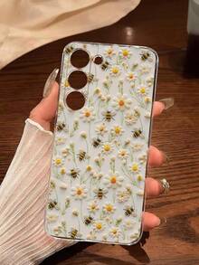 1 pieza Funda de teléfono suave y transparente con flor de margarita y abeja, compatible con Samsung Galaxy A04e/12/A13/A14/A34/A50/A52/A53/A54/S21/S22/S23/S24/S25/S25 Ultra, resistente al agua, a los golpes y a los arañazos - transparente - Ver 4