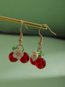 2 件原创可爱树脂柠檬和花朵耳坠，适合女士日常佩戴，情人节、妈妈、母亲节、礼物