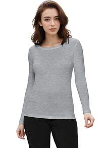 Women's Under Scrub Tee Crew Neck Long Sleeve-Shirt - Heather Charcoal - 查看 1