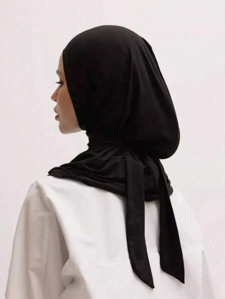 1件装女士纯色拉法帽头带，带抽绳，弹性头巾帽，透气舒适，适合日常生活、运动、瑜伽、健身和时尚穿搭。
