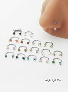 HEI DIAO 1 Stück minimalistischer personalisierter Charm Nasen-Piercing Ring aus Edelstahl mit gemischten Zirkonia-Kristallen, 1,0 mm, geeignet für Paar, Feiertage, Partys und den täglichen Gebrauch