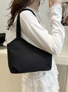 Borsa a tracolla di moda, tinta unita, semplice, dalla grande capacità multifunzionale per lo shopping, borsetta, shopping, giovani donne, studenti universitari, neofiti, colletti bianchi. Perfette per l'ufficio, l'università, il lavoro, gli affari, i pendolari, le attività all'aperto, i viaggi e le gite.