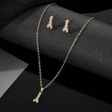 3 Stücke Damen Gold Halskette, Ohrringe Schmuckset, für den täglichen Gebrauch