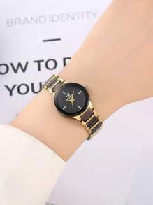 Set de 2 relojes de pulsera de cuarzo metálicos para parejas, con correa de acero, producto del Día de San Valentín