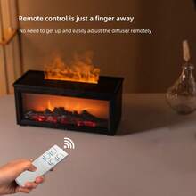 Send 3 Oils,Flame Aroma Humidifier, Essential Oil Diffuser, Night Light, Winter Dry Air Relief, Summer Aromat - 黑色 - 查看 4