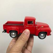 1pc Retro Alloy Metal Pickup Truck Decoration - Pink & Red Classic Car Model With Chrome Decor, Openable Doors, No Battery Required - Ideal For Home & Office Decor, Toy Vehicle Collection - Multicolor - View 6
