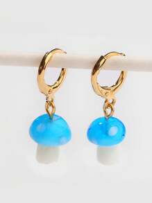 1 par de aretes novedad en forma de champiñones, joyería delicada para damas de honor