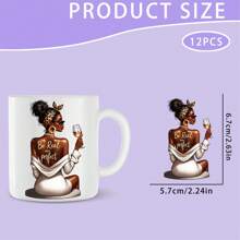 ELEWINS UV DTF Cup Wrap - 12 Sheets Quality African Women Waterproof Cup Wrap Decals - Removable Dishwasher - DIY UV DTF Tumbler Wraps For Mug Cups, Aesthetic Designs For Teens Adults, School Supplies,Back To School