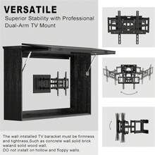 Outdoor TV Enclosure, 55-Inch Solid Wood Weatherproof TV Cover With Premium Dual-Arm Mount (Fits 44-55 Inch), Black - 黑色 - 查看 5