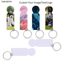 6Pcs/12Pcs Customized Aluminum Shopping Cart Token Key Chain, DIY Double-Sided Printed Picture & Text Metal Keychain Decor Pendant