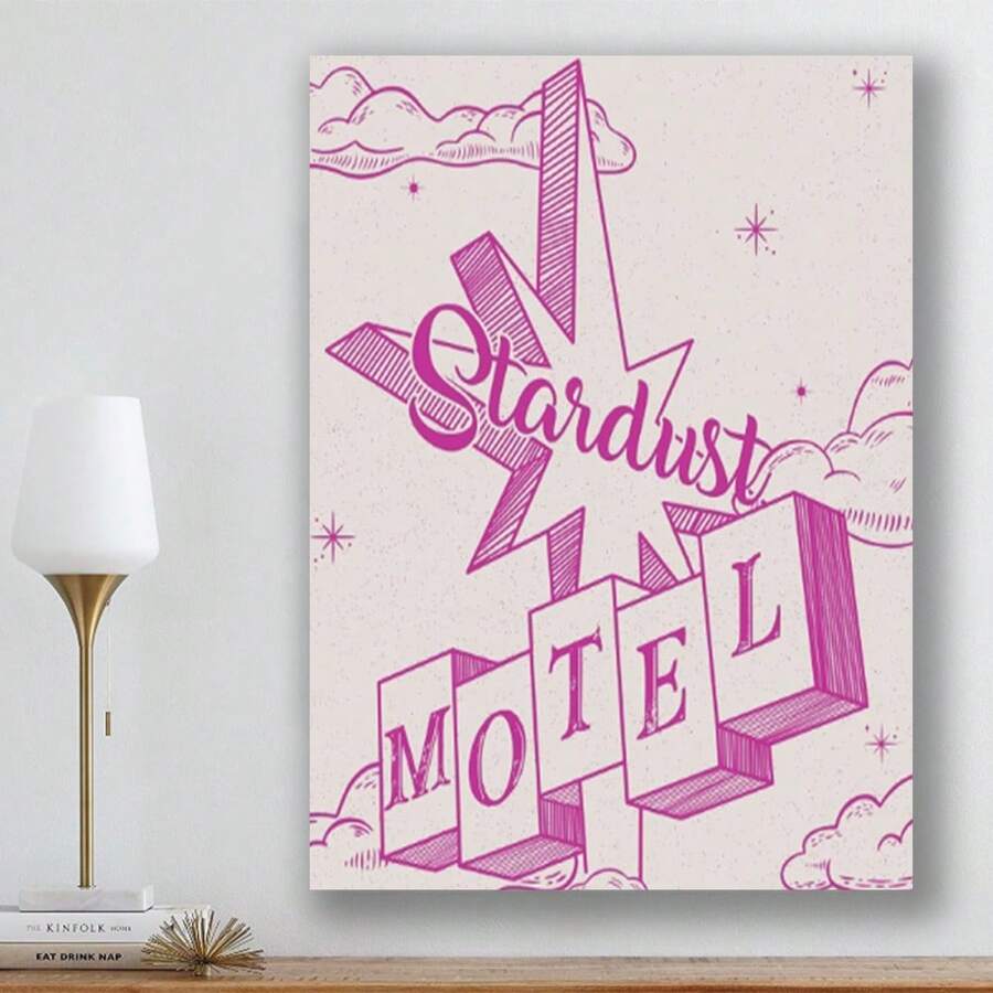 Framed Poster Master Stardust Motel Poster - Retro Pink Motel Sign Print - Tr Endy Art - Modern Art - Gift For Men, Women & Travel Lover - Chic Decor For Office, Dorm Or Living Room,Made In The USA Products,Pictures,Cuadros Para La Sala,Dom Decor,Room Decor,Bathroom Decor,Living Room Decor - Framed - View 1