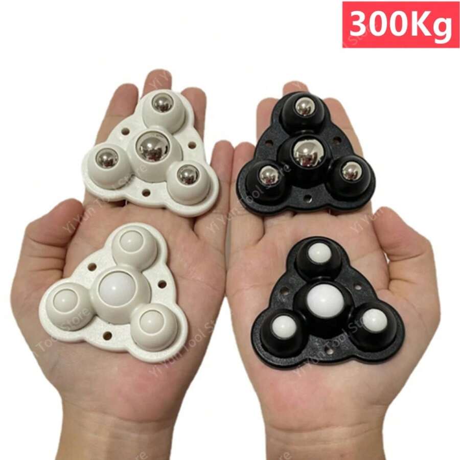 Nuevo 4 Uds. Rueda Universal de bola silenciosa autoadhesiva 300Kg 4 cuentas ruedas para muebles rueda de acero inoxidable 360 ° rotación ST10 - nailon transparente - Ver 1