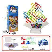 Children's Brick Building Blocks, Stacking Balance Toy, Tower Swing Set, Tall Russian Building Blocks, Stacking Desktop Toy XNOC - 32 Blocks With Base - View 9