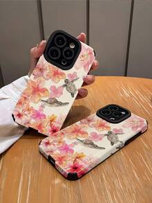Flower 1pc New Fresh Floral Pattern Soft Matte Anti-Fall Phone Case Compatible With Apple And Models 15/15Plus/15Pro/15ProMax Waterproof Shockproof Scratch Resistant - Multicolor - View 3