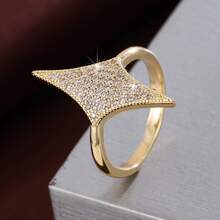 1 件简约四角星形设计方晶锆石女士戒指 - 彩色 - 查看 1