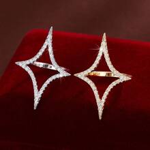 1 件简约四角星形设计方晶锆石女士戒指 - 彩色 - 查看 10