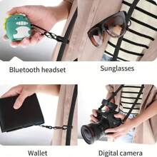120cm Metal Hook Mobile Phone Lanyard Strap With Adjustable Pad, Crossbody Phone Holder