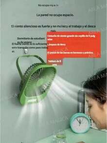 6 Ventilador de escritorio pequeño de pared para cocina y dormitorio, de tres velocidades, de alta velocidad y larga duración. - Blanco - Ver 9