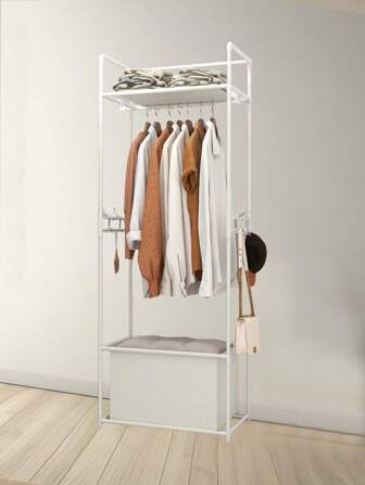 多功能落地式衣帽架，带布艺收纳袋，可移动，坚固，时尚，易于组装/拆卸，便携，适用于客厅、卧室、入口、办公室、家居、节日礼物、圣诞礼物、儿童礼物