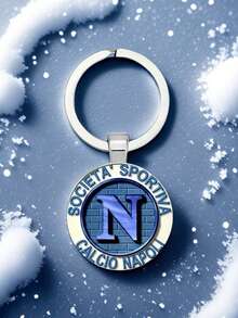 1 件复古那不勒斯足球俱乐部那不勒斯蓝色钥匙扣，刻有“SOCIA Football”，适用于包、汽车、家居装饰，是体育迷和收藏家的理想礼物，汽车配件包饰背包，适合学校可爱哥特 Y2k - 銀色 - 查看 3