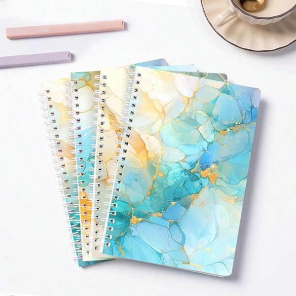 4 Packs A5 Spiral Notebook Line Pages 60 Sheets 120 Pages ,8.1*5.5in Diary Book For Women Ideal For Gifts Work Office And Study Supplies School Supplies,Back To School