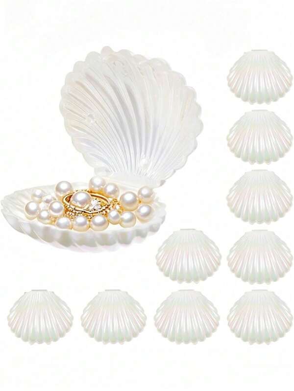 Scatola gioielli a forma di conchiglia, mini scatole a tema sirena a forma di conchiglia, scatole per collane in plastica a forma di mini conchiglie per regali,per feste di compleanno marine, docce nuziali, scatole per conservare gioielli, ideali per la festa della mamma e la stagione di laurea