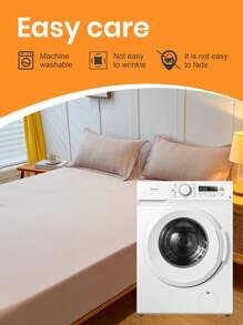 1pc Waterproof Bed Sheet, Bedding, Fitted Sheet, Solid Color Mattress Cover, Soft And Comfortable Bedding For Bedroom, Skin-Friendly Bed Cover, All Seasons, Fits For All Size Beds - Twin, Full, Queen, King, Dustproof Bedspread, Dustproof Non-Slip, Pillow And Pillowcase Not Included, Independence Day,Home Textile, Bedding Gifts, Machine Washable