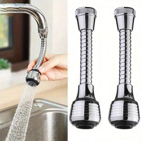 2-teiliges Set mit 360-Grad drehbaren Wasserhahn-Verlängerungskits - einstellbare Modi, hoher Druck Verlängerung, spritzwassergeschützter Kopf, geeignet für Küche und Badezimmer.
