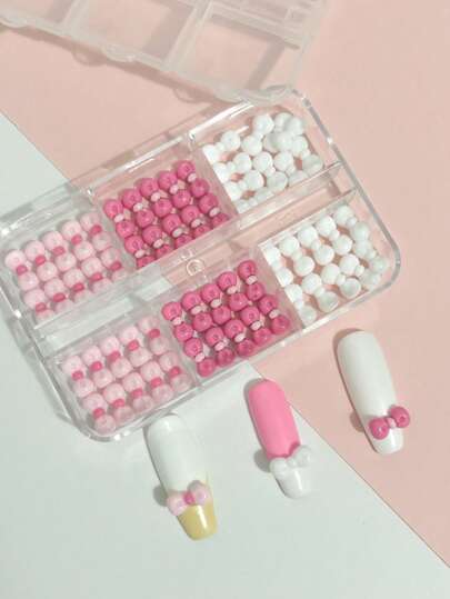60Pcs/Box Mini Multicolor Bowknot Nail Accessories DIY, Shiny Nail Decor, Cute Flat Resin Craft, Suitable For Summer Nail Charm, Phone Case Decor, Lolita Pink, Girly Style, Cat Style, Japan, Korea, Popular Nail Charm, Nail Supplies, Valentine's Day, Wedding, Party, Birthday Decoration, Art Craft, Teenager, Lady, Girl