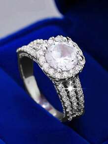 1 pièce Bague en zirconium multi-couches de luxe, élégante et sophistiquée, brillante. Cadeau idéal pour les femmes à la Saint-Valentin, anniversaire de mariage