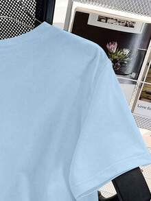 Teen Girl Loose Plus Size Casual Cute Milk Tea Cartoon Pattern Printed Round Neck Pullover Short Sleeve T-Shirt New Summer Style, Suitable For School Students' Shopping Outfits During Vacation,Back To School, Baby Tee