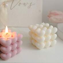 1/2pcs Handmade Cube Candle Heart-Shaped Aromatherapy Candle Gift For Him, A Romantic And Unique Father's Day Gift For His Husband, A Christmas Valentine's Day Anniversary Birthday Gift For His Husband, A Novel Scented Soy Candle Valentine Day - Multicolor - View 9
