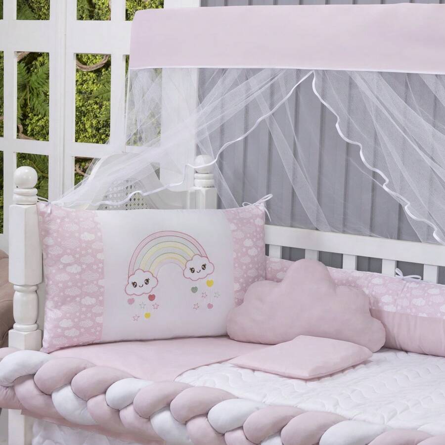 Kit Para Berço Coleção Paris 10 Peças Nacial e Americano Moderno - Nuvem Rosa - Visão 1