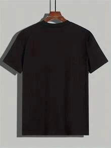 Men's Casual Short Sleeve T-Shirt - Black Summer Top With Round Neck And Playful Pug Eating Noodles Print, Regular Fit, Breathable, Machine Washable For Casual Wear, Comfortable Fit T-Shirt, Retro Style Shirt, Durable Fabric Shirt - 黑色 - 查看 2