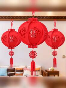 1/3 中国新年灯笼，红色中国灯笼，2025 新年庆祝装饰，带小灯笼，春节红灯笼，新年装饰和吉祥吊坠 - 彩色 - 查看 13