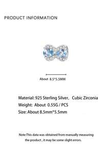 1 pieza Pendiente de plata de ley S925 con lazo en color caramelo y circonita, estilo elegante de princesa, adecuado para uso diario, Día de la Madre, San Valentín, regalo de Pascua para mujeres