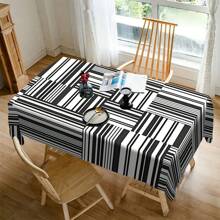 1/20pcs Classic Black Background Embellished Blue And Yellow Line Pattern Tablecloth, Vivid Image, Perfect For Indoor/Outdoor Decorations, Parties, Lunches And Dinners, Stylish Theme | Durable Tablecloths
