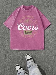 Coors Mountain Logo Men's TShirt, Banquet Beer Print, Premium Quality Print, Durable And Longlasting, Casual Fashion Style - Pink - View 1