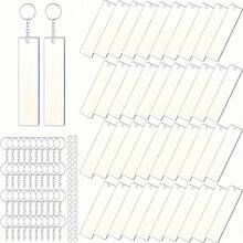 12pcs 2D Rectangular Blank Acrylic Keychain DIY Craft Key Chain Accessories - White - View 7