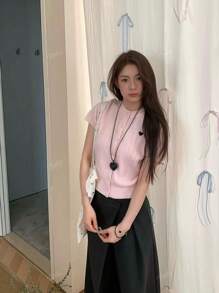 甜美可爱韩版心形针织开衫轻薄短袖女夏季